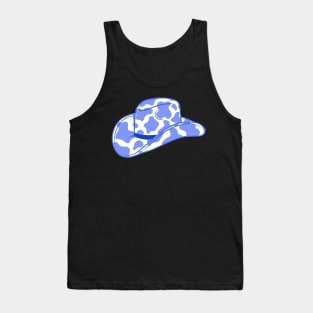 Blue Cow Print Cowboy Hat Tank Top